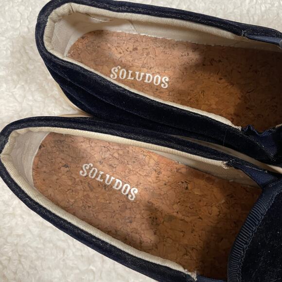 Soludos Llama Velvet Slip On Sneakers Navy Blue Fuzzy Terry Cloth 6 - Picture 5 of 8